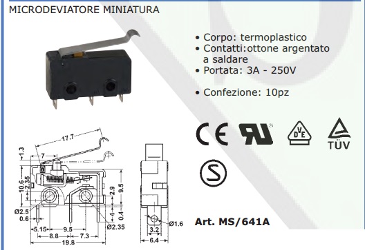 Microinterruttore a Leva Finecorsa